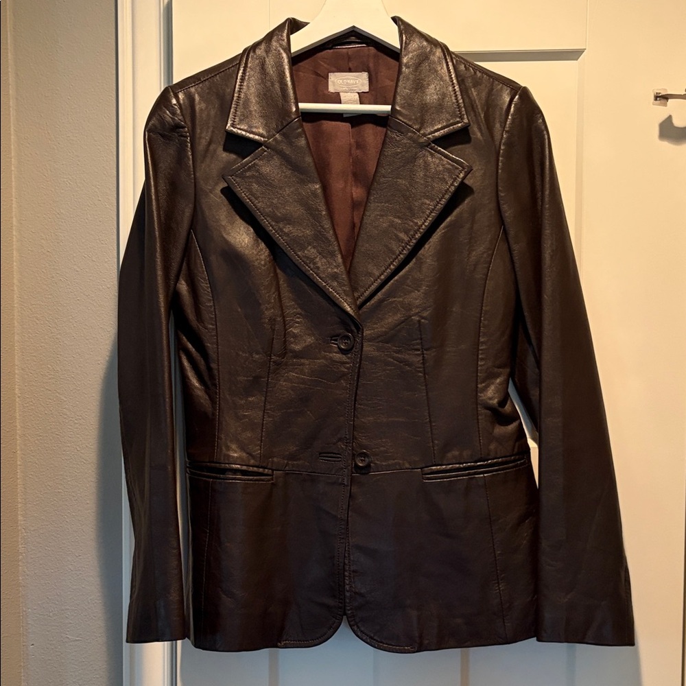 Old Navy Dark Brown Leather Jacket
